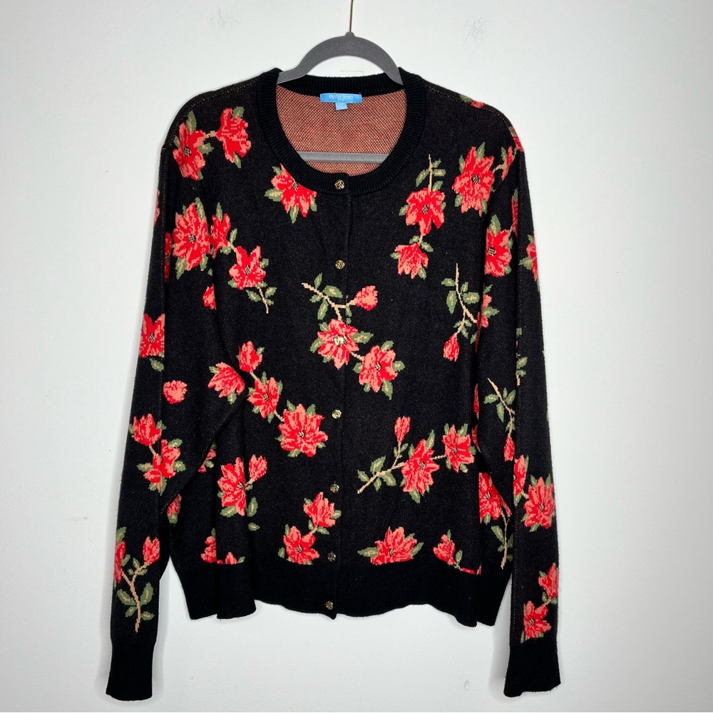 Draper James Black Floral Cardigan